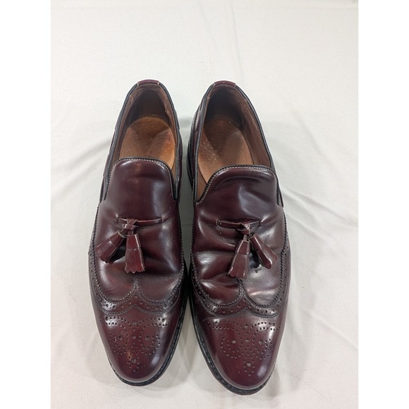 Allen Edmonds Mens Berwick Tassel Loafers‎ SZ 9.5 C Burgundy Wingtip Dress Shoes main image 6